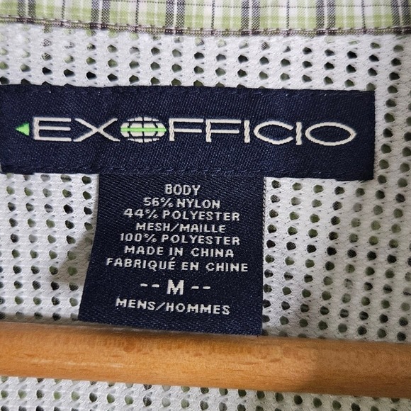 ExOfficio Air Strip Mens Green Plaid Short Sleeve Hiking Fishing Shirt Medium - Picture 3 of 10